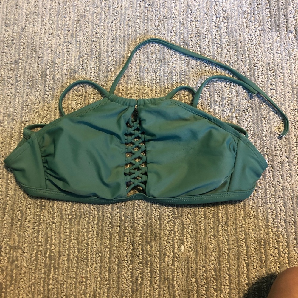 Halter green bikini top